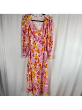 Petal & Pup Pink and Yellow Floral Wrap Maxi Dress
